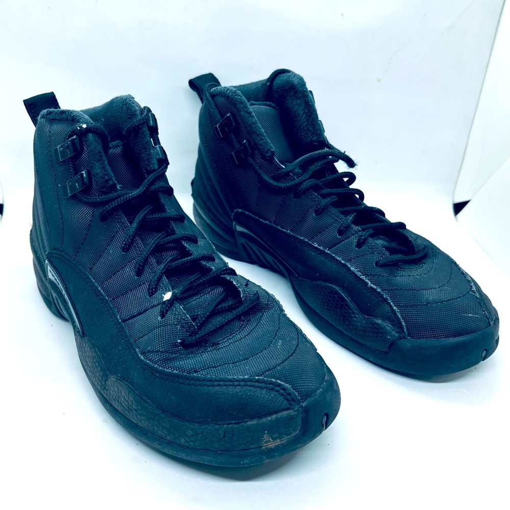 NIKE AIR JORDAN 12 RETRO WINTERIZED GS TRIPLE BLACK SNEAKERS SIZE Y5
